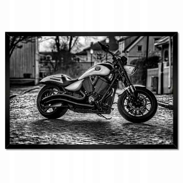 Plakáty v rámu 60x40 Černobílé foto motorka