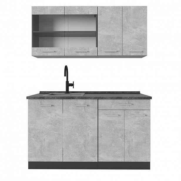 Vicco JEDNOTKOVÁ KUCHYNĚ R-Line Beton 140 cm bez pracovní desky