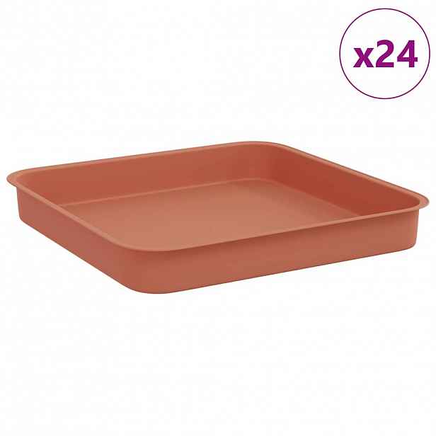 vidaXL Čtvercový květinový tác 24 ks Cihlově červená 15 x 15 x 2 cm