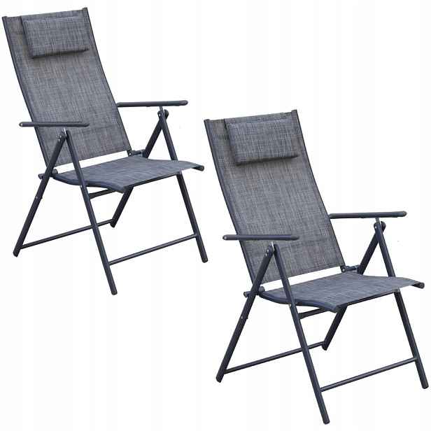 Zahradní Křeslo 57x68x106CM 2xTEXTLINE 7-POLOHOVÉ S Polštářkem KPL.2KS