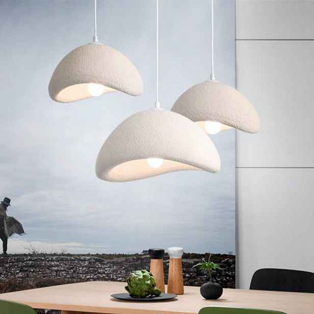 Závěsná lampa Wabi-Sabi 30 cm Bílá Matná E27 Severský lustr do obývacího pokoje