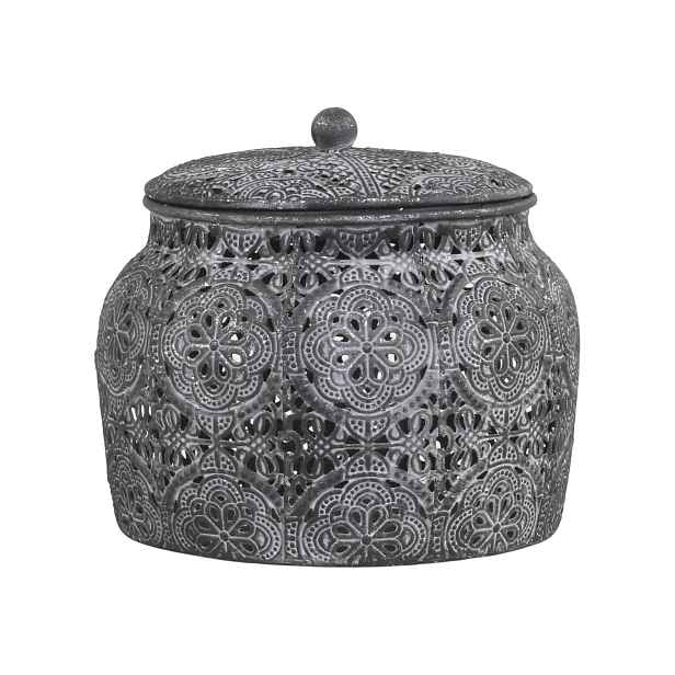 Zinková kovová vintage dóza Vire zinc s víkem - Ø15*13 cm Chic Antique