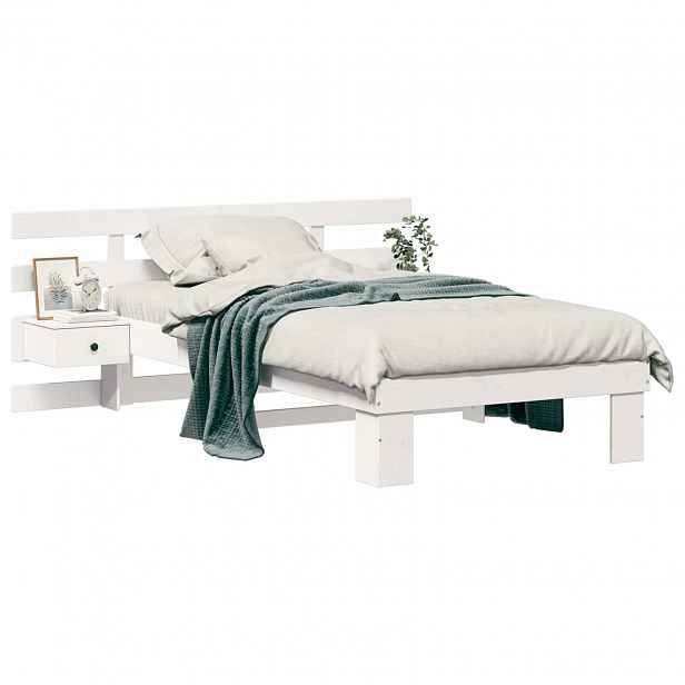 vidaXL Rám postele s čelo Bílá 75 x 190 cm Masivní borové dřevo