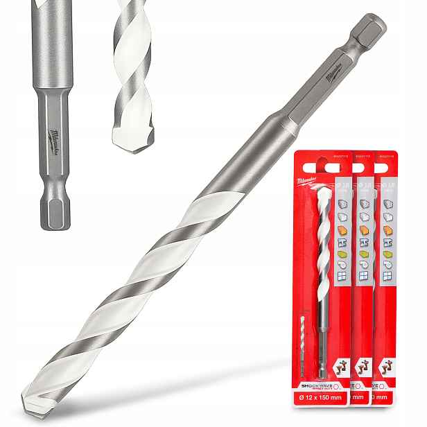 3x Vrták vrták 12 mm 150x90 Betonu Z Kovu Slinuté Dlažby H1-P