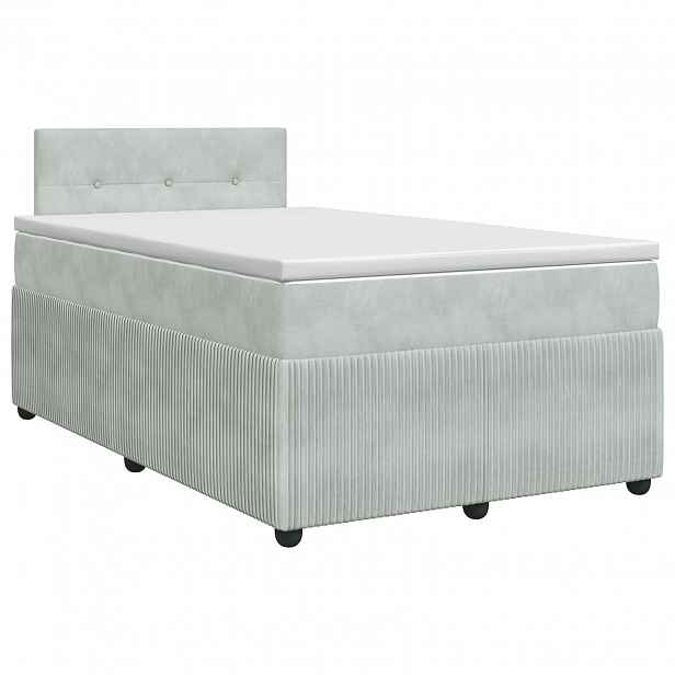 vidaXL Postel boxspring s matrací Světle šedá 120 x 200 cm Samet