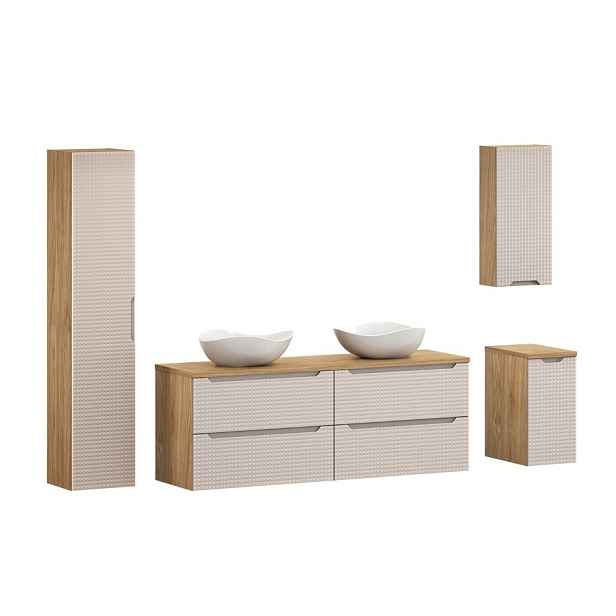 Comad Koupelnová sestava Luxor Beige s deskou, umyvadly a skříňkami 160 cm béžová/dub olejovaný