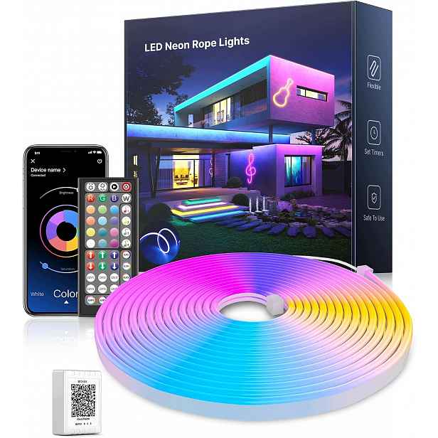 Led páska Neon Flex Rgb 10 m Silikonová hadice Smart Aplikace Dálkový Ovladač Macchiatto