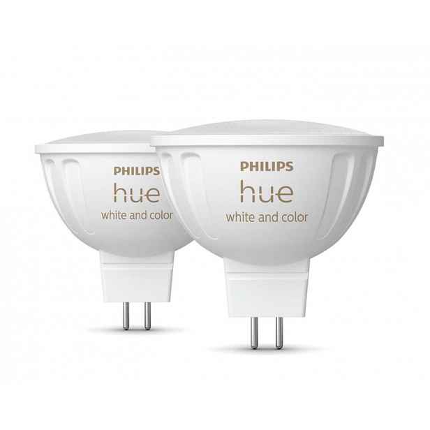 Philips Hue Smart žárovky - Chytrá LED žárovka GU5,3, MR16, 6,3 W, stmívatelná, bílé i barevné světlo, 2 ks 929003575302