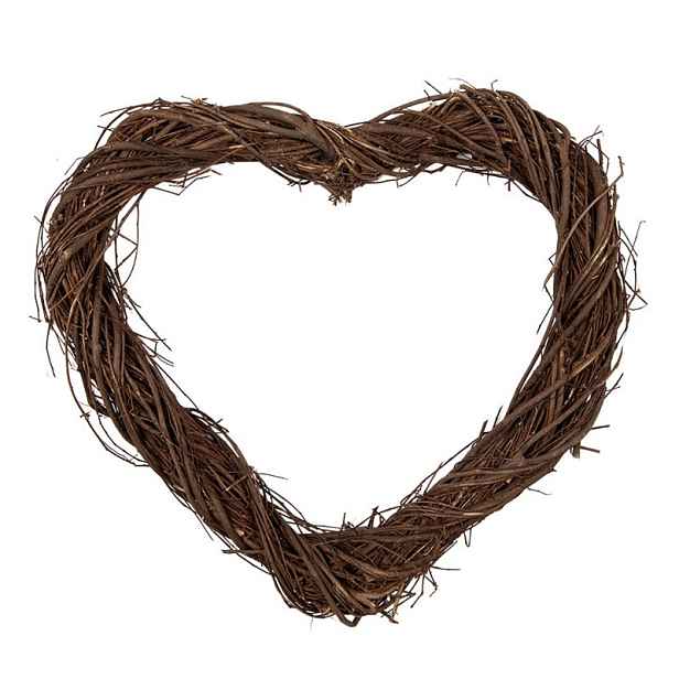 Přírodní hnědé proutěné srdce Woodly S - 30*3*30 cm Clayre & Eef