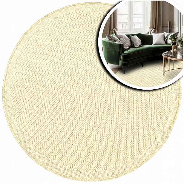 Koberec Kulatý Vlněný Do Obývacího Pokoje Předsíně Z Boho Vlny Přírodní 160x160