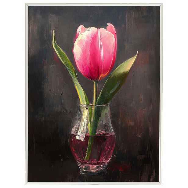 Plakát Rámeček Hliníkový Olej Dekorace Příroda Květ Růžový Tulipán 60x80