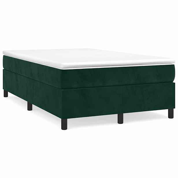 vidaXL Rám postele s boxspringem tmavě zelená 120 x 200 cm samet