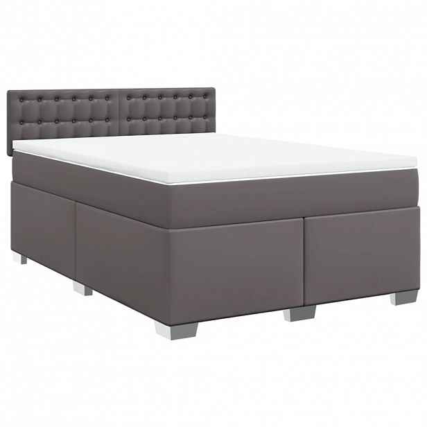vidaXL Box spring postel s matrací šedá 160x200 cm umělá kůže