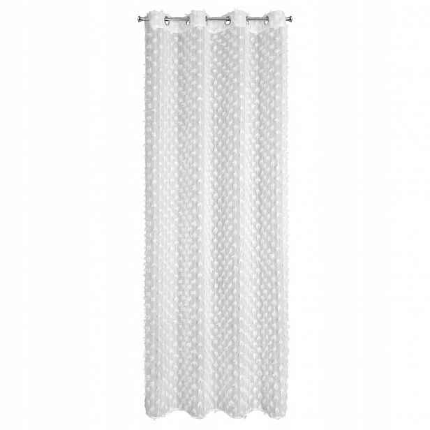 Hotový závěs na průchodkách Aurelia 135x250, bílá, šifon bambule
