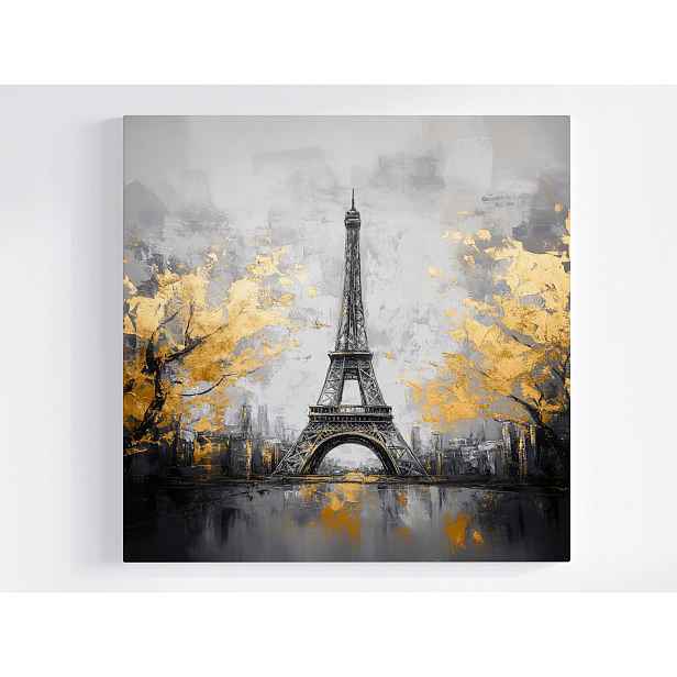 Obraz Na Plátně Canvas Město Paříž Eiffelova Věž Zlato Glamour Art 50x50
