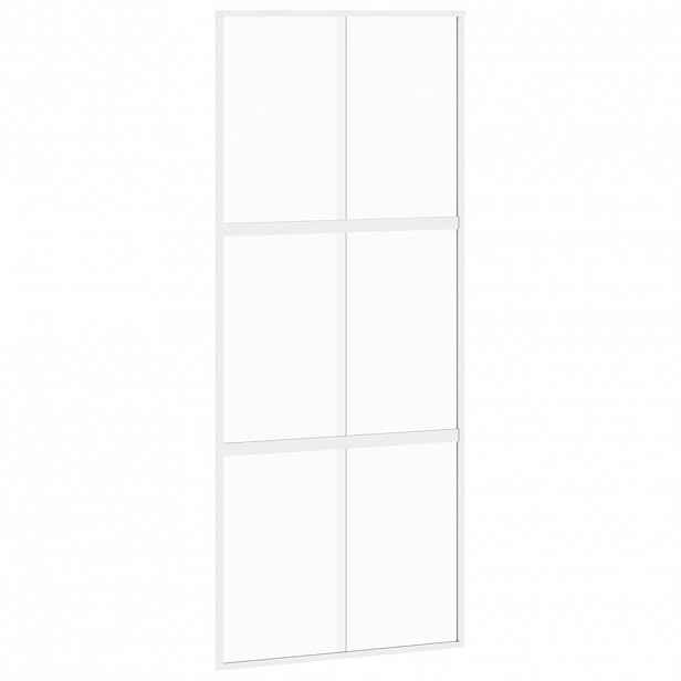vidaXL Posuvné dveře bílé 90 x 205 cm tvrzené sklo a hliník