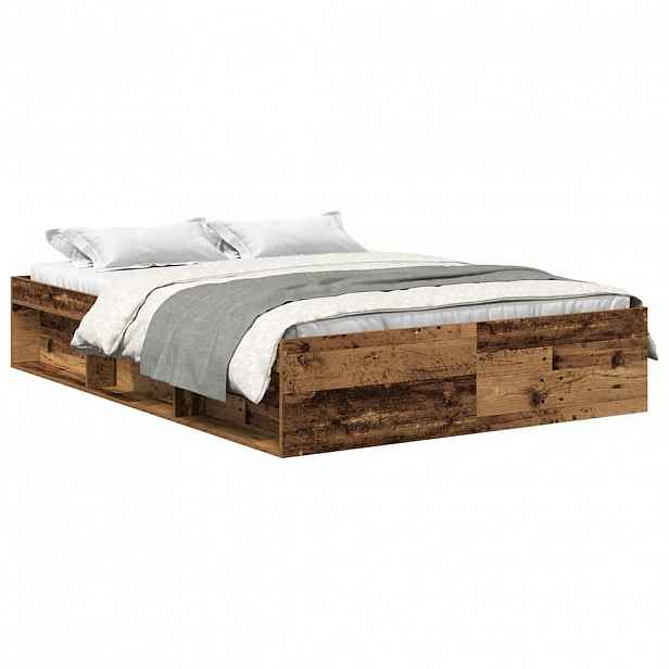 vidaXL Rám postele bez matrace Staré dřevo 120x190cm Technické dřevo