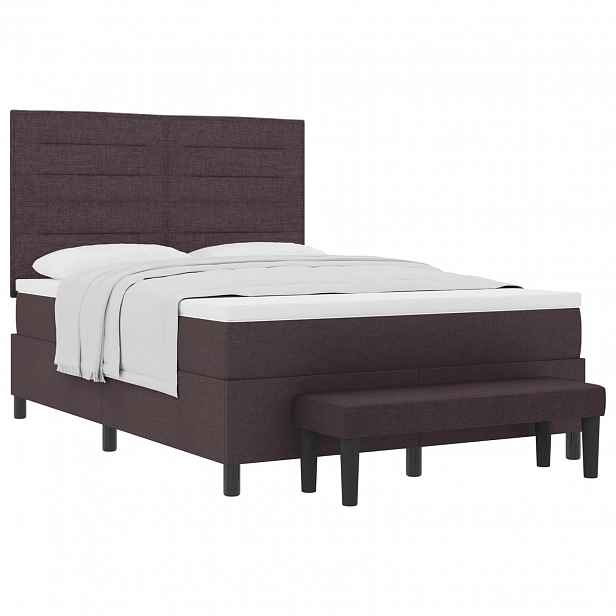 vidaXL Postel s boxspringem s čelo Tmavě hnědá 140 x 190 cm textil