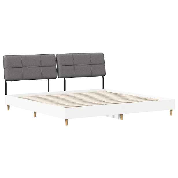vidaXL Dvoulůžková postel s čelem Bílá a světlá šedá 200 x 200 cm