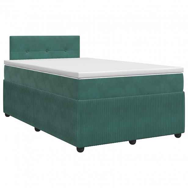 vidaXL Postel boxspring s matrací Tmavě zelená 120 x 200 cm Samet