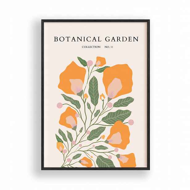 Obraz Květiny Botanická zahrada Plakát Rámeček Dřevěný Černý 30x42 cm
