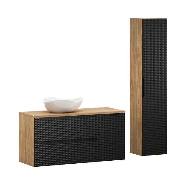 Comad Koupelnová sestava Luxor Black Cloud se skříňkami a umyvadlem 120 cm černá/dub olejovaný