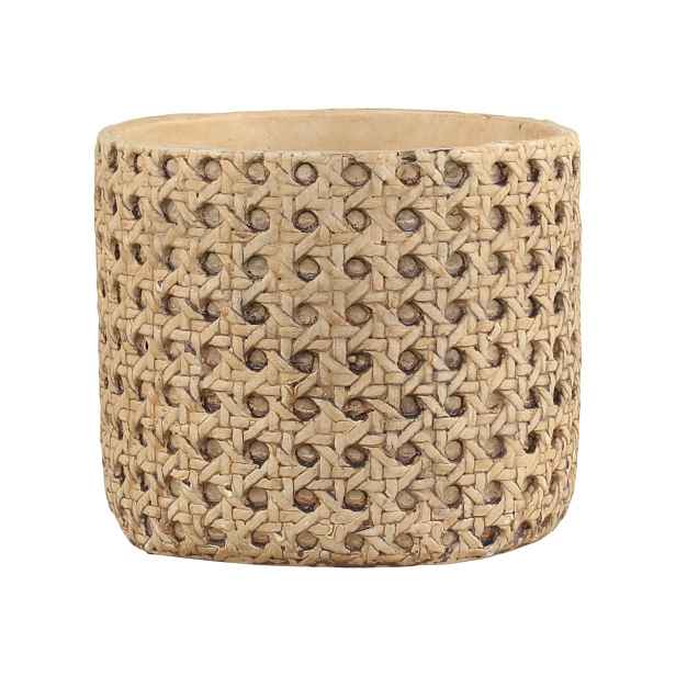 Hnědý obal na květináč s proutěným vzorem Corte -  Ø 13,5*11,5cm Chic Antique