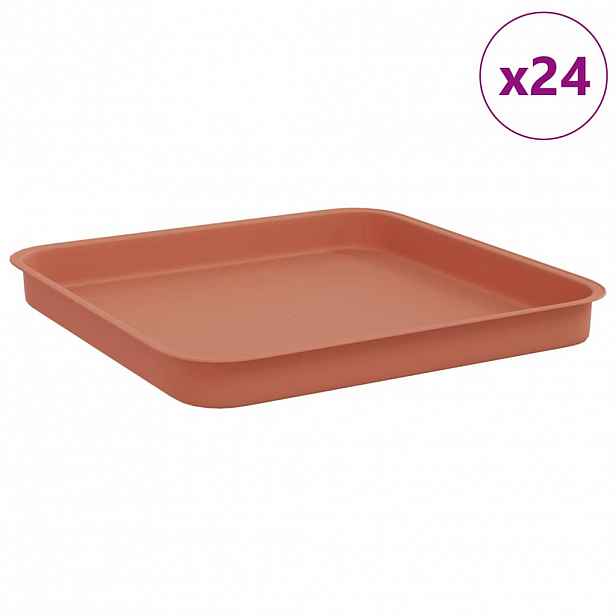 vidaXL Čtvercový květinový tác 24 ks Cihlově červená Plast