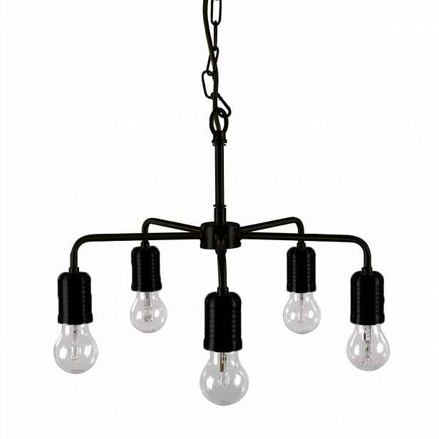 Závěsná lampa Retro kovová černá na 5 žárovek