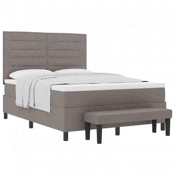 vidaXL Postel s boxspringem s čelo Taupe 140 x 190 cm textil