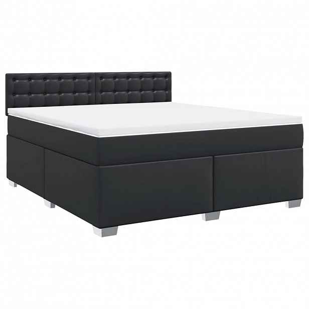 vidaXL Box spring postel s matrací černá 180x200 cm umělá kůže