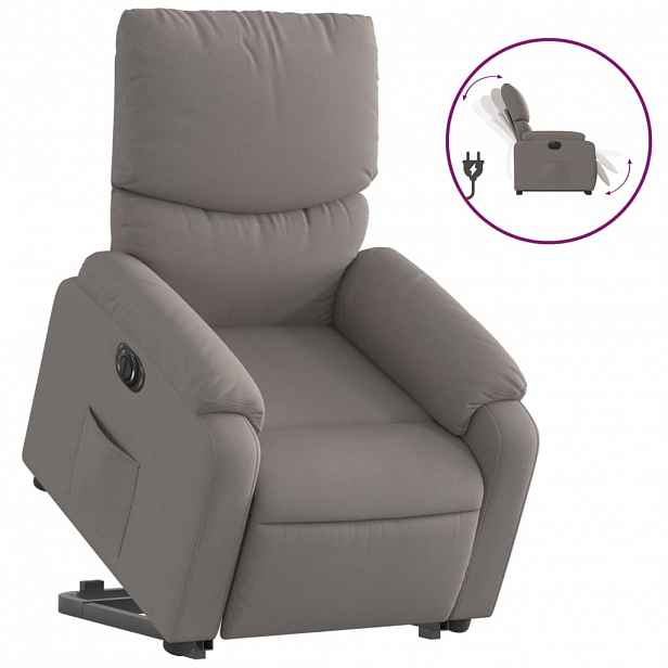 vidaXL Elektrické zvedací polohovací křeslo taupe textil
