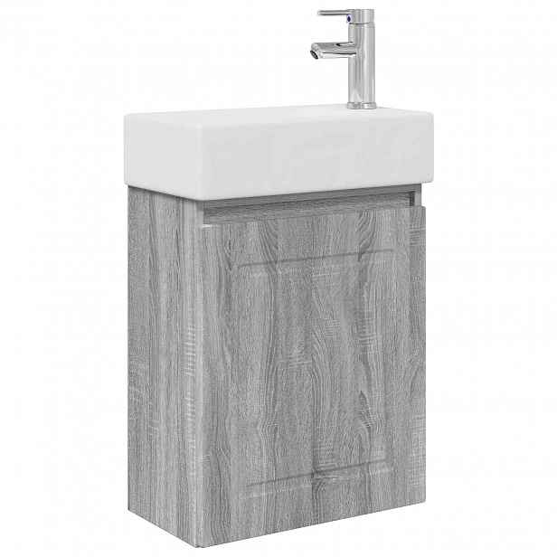 vidaXL Koupelnová skříňka s baterií Šedý Sonoma 45,5 x 22,5 x 84 cm