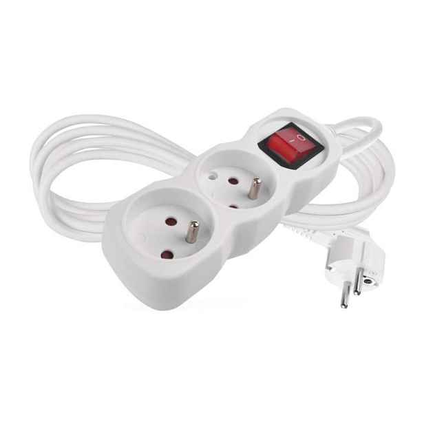 EMOS Prodlužovací kabel se 2 zásuvkami a vypínačem 1 mm² MEZA 2 m bílý