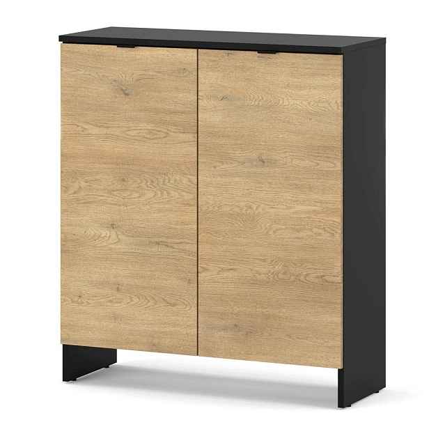 Komoda Černý Dub Cremona 80 CM 2 Dvířka Moderní Skříňka Do Obývacího Pokoje Ložnice