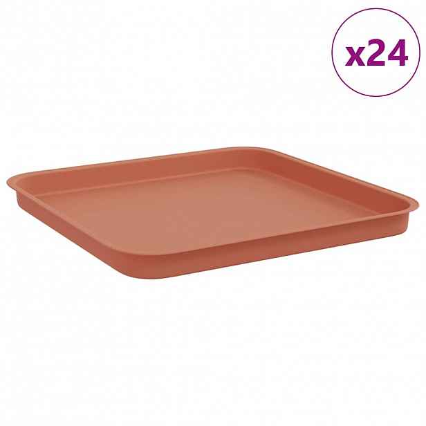 vidaXL Čtvercový květinový tác 24 ks Cihlově červená 32 x 32 x 2,5 cm