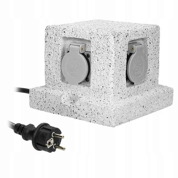 Zahradní zásuvka Sloupek 4 zásuvky 3m gumový kabel OR-AE-13186(GS) schuko