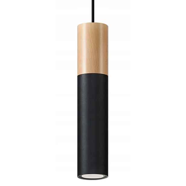 Sollux Závěsná lampa Pablo Černá, Kov, Dřevo, 1xGU10, Regulace