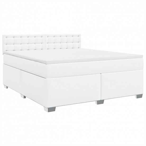 vidaXL Box spring postel s matrací bílá 180x200 cm umělá kůže