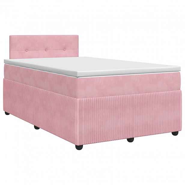 vidaXL Postel boxspring s matrací s čelo Růžová 120 x 200 cm Samet