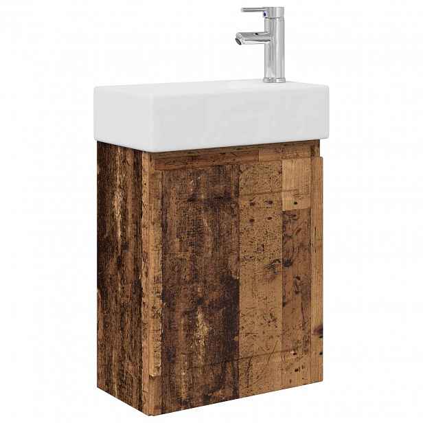 vidaXL Koupelnová skříňka s baterií Staré dřevo 45,5 x 22,5 x 84 cm