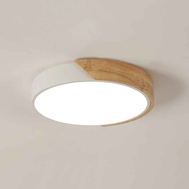 Lampa Sufitowa Plafon Led Okrągły Drewno Natynkowy Nowoczesny 30W 4500K