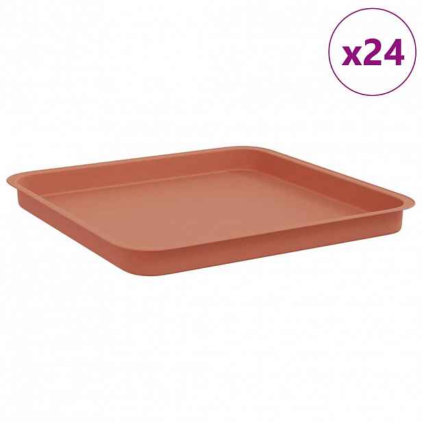 vidaXL Čtvercový květinový tác 24 ks Cihlově červená 36 x 36 x 3 cm