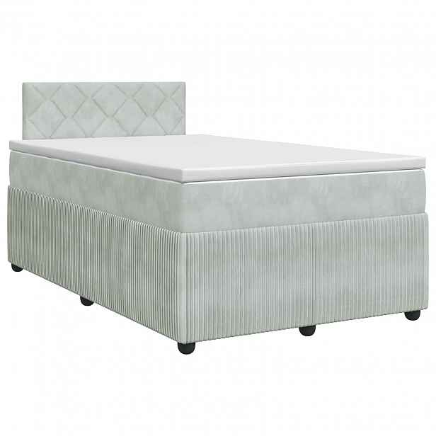 vidaXL Postel boxspring s matrací Světle šedá 120 x 200 cm Samet