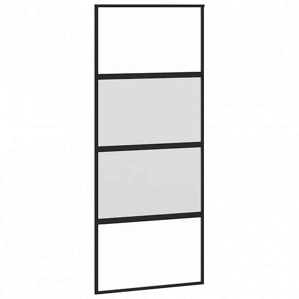 vidaXL Posuvné dveře černé 90 x 205 cm tvrzené sklo a hliník