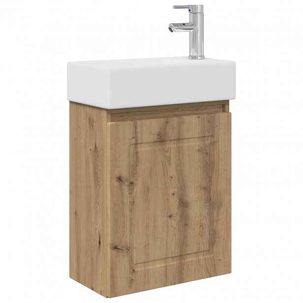 vidaXL Koupelnová skříňka s baterií Dub artisan 45,5 x 22,5 x 84 cm