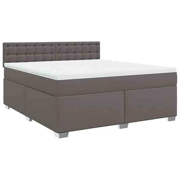 vidaXL Box spring postel s matrací šedá 180x200 cm umělá kůže