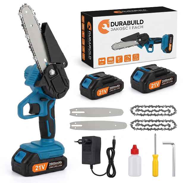 Aku Řetězová Pila Mini Pila 6" 4" 21V 2xAKU Pro Větve Set