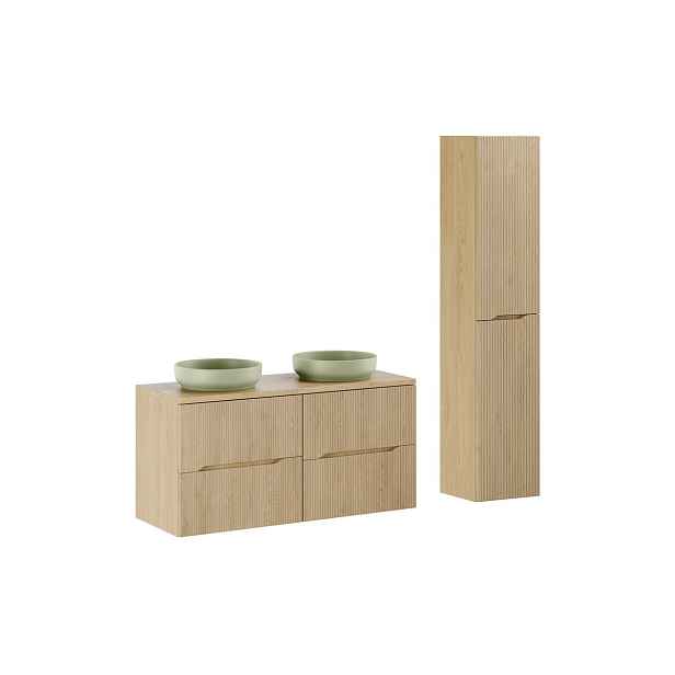 Comad Koupelnová sestava Nordic River s deskou, umyvadly a skříňkami 120 cm dub cremona