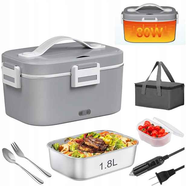 Elektrický Vyhřívaný Obědový Box 1800 ML 12/24 V Nerezová Ocel Pro Obědy